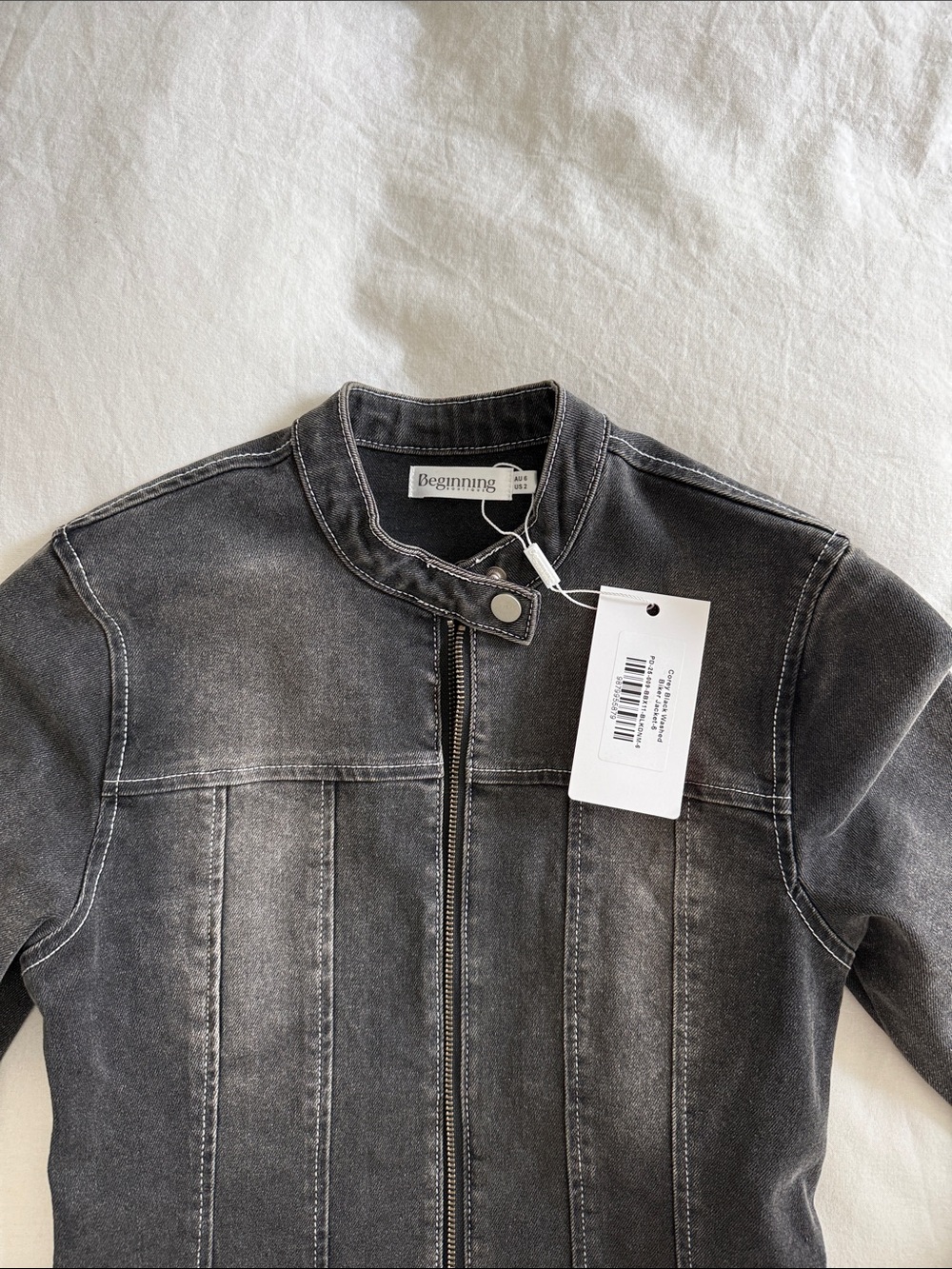 Beginning Boutique Black Washed Denim Moto Jacket - Picture 3 of 4
